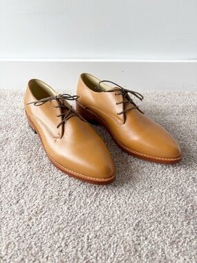 NWOB Nisolo James Lace Up Oxford Leather Almond Brandy Brown Shoes Women’s 8.5